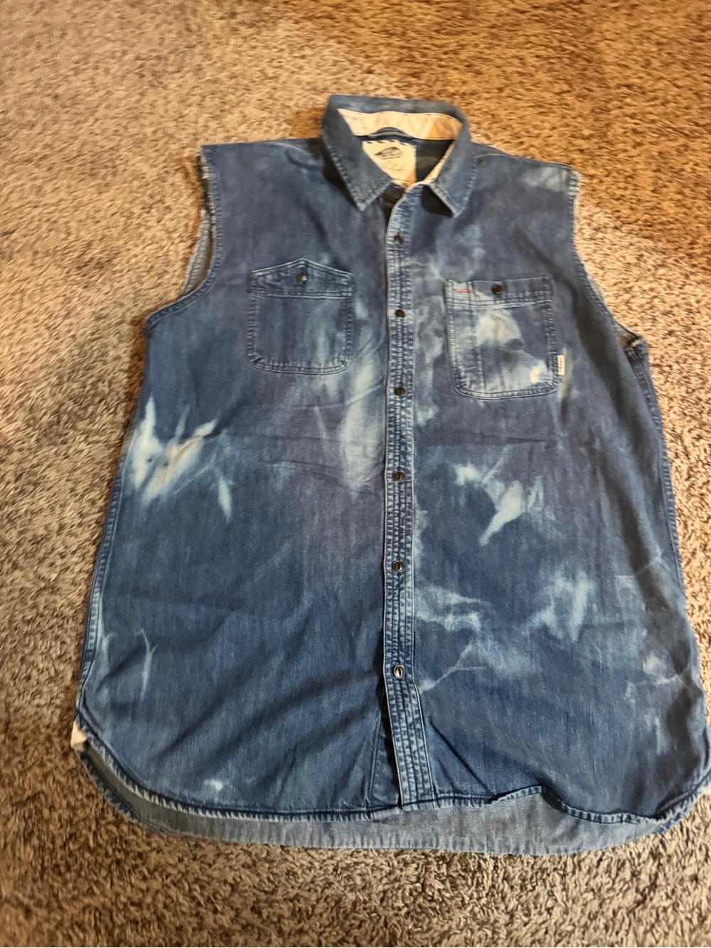 Vans Blue Denim Button-Up Shirt with Contrast Trim